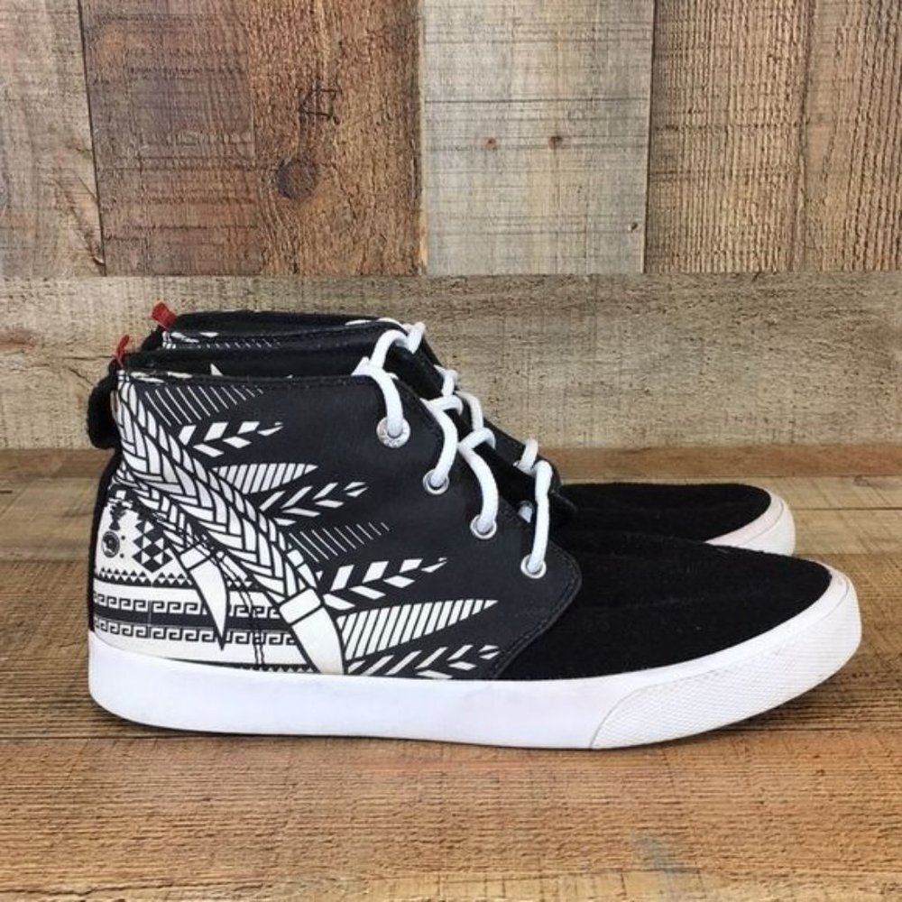 Bucket Feet Black Tribal High Top Shoes Womens 7.5 Gray Bird Canvas Sneakers